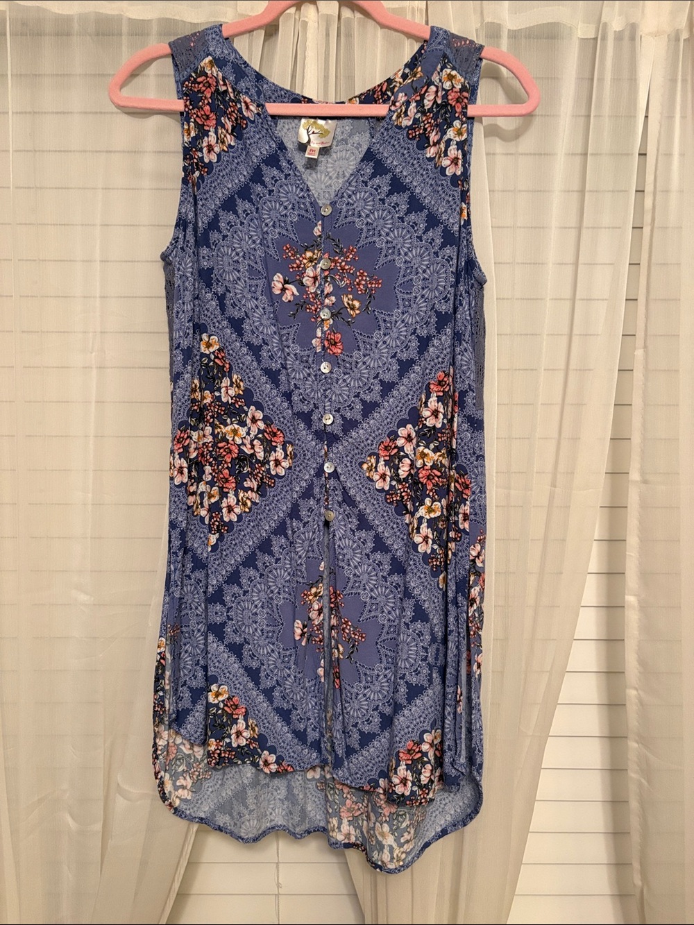 fig and flower Blue Paisley & Floral Sleeveless Tunic